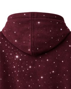 Sudadera con Capucha Borgoña con Pedrería, Oversize, de Forro Polar Grueso, con Bolsillo Canguro, Fabricante de Ropa Urbana Personalizada, Sudadera para Hombre - Product Image 5