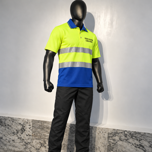 Polo en coton haute visibilité pour homme avec bande réfléchissante certifiée CE, résistant à l'eau, pour la construction, les travaux routiers, le personnel d'entrepôt et les agents privés - Product Image 5