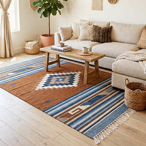 Tapis Kilim Réversible Antidérapant en Coton Écologique Moderne Style Désert Naturel pour un Intérieur Biologique, Moderne, Scandinave, Coastal et Minimaliste - Product Image 5