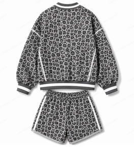 Conjunto de Suéter Tejido de 2 Piezas con Estampado de Leopardo para Mujer, Corte Holgado, Cuello Redondo, Estilo Deportivo Casual, para Todas las Temporadas, Poliéster, Manga Larga - Product Image 2