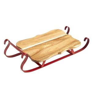 ถาดตกแต่งคริสต์มาสทำจากโลหะและไม้ของตกแต่งบ้านสีแดง - Product Image 1