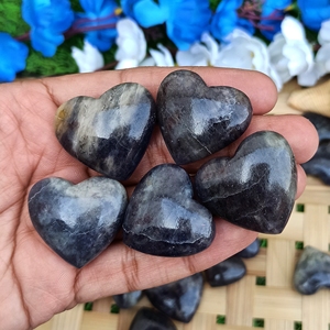 Cristal de Iolita Natural Chakralume, Corazón Grabado, Piedra Curativa Pulida para Reiki, Meditación, Decoración Energética, Fabricación de Joyería - Product Image 6