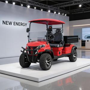 Chariot <span class=keywords><strong>de</strong></span> <span class=keywords><strong>golf</strong></span> électrique personnalisé homologué pour la route, 2 places, avec benne arrière et caisse <span class=keywords><strong>de</strong></span> chargement - Product Image 1