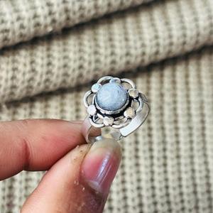 Boho Floral Moonstone Brass <b>Ring</b> Silver Plated <b>Statement</b> Gemstone Womens <b>Ring</b> For Wholesale - Product Image 6