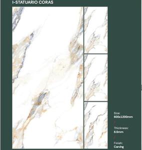 Azulejo de Porcelana Esmaltada de Alto Brillo para Baño y Sala de Estar, con Aspecto de Mármol Blanco, 600x1200mm, Antideslizante, para Pasillos y Hoteles - Product Image 4