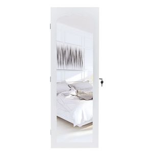 Armadietto a Muro Bianco a 4 Ripiani con 6 Cassetti, 8 Luci LED Blu, Specchio Non Intero, in Legno, per Organizzare e Conservare Gioielli - Product Image 6