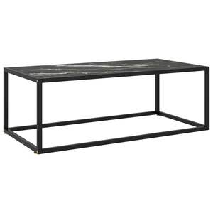 Mesa de centro de vidrio templado negro y acero con recubrimiento en polvo - Product Image 1
