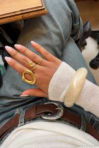 Cream Beige <b>Resin</b> Bangle Bracelet Women Wide Chunky Smooth Wrist Cuff Fashion Jewelry Handcrafted Acrylic Arm <b>Ring</b> - Product Image 1