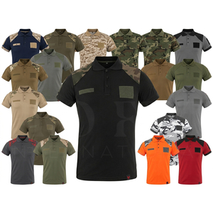 OEM Breathable Quick Dry Solid Plain Color Polo Shirts <b>Workwear</b> Camouflage Shoulder Panels Hook Loop Patch Design Shirts Unisex - Product Image 1
