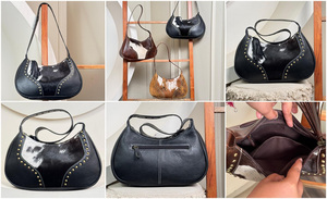 Bolso de mano de cuero de vaca genuino elegante de lujo de alta calidad para mujer, bolsos Hobo de media luna, bolso de hombro de cuero genuino para mujer - Product Image 4