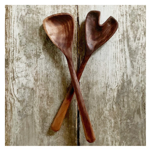 Juego de Servidores de Ensalada de Madera, Tenedores y Cucharas Seguros para Alimentos, Servidores de Ensalada de Madera Tallados a Mano, Cubertería Premium, Colección de Cucharas para Bodas - Product Image 3