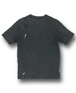T-shirt noir à manches courtes pour homme, col rond, coupe classique, motif peint à la main, style streetwear, tissu jersey 100% coton - Product Image 2