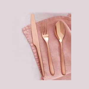 Cuchara DE SERVICIO DE ACERO INOXIDABLE para Buffet, restaurante, hotel y viaje de estudiantes, cómoda para sostener, juego de cubiertos chapados en oro rosa - Product Image 2