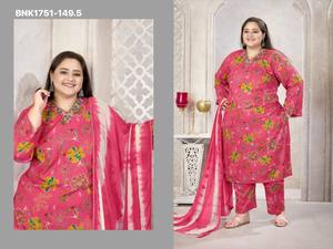 Premium Quality Rayon with NeckLine Hand-Work & All-Over Floral <b>Printed</b> Kurti-Pant-Dupatta <b>Large</b>-<b>Extra</b> <b>large</b> Size Woman Fashion - Product Image 2