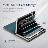 Porte-cartes magnétique à grande capacité avec blocage RFID, effet cuir PU, peut contenir 10 à 13 cartes, compatible avec les téléphones et les étuis magnétiques