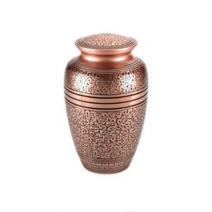 Handcrafted Copper Finish Metal Cremation Urn for Human Ashes - <b>Large</b> Adult Funeral Urn - Memorial Burial Urns for Ashes Vase - Product Image 1