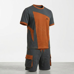 Conjunto de Camiseta y Pantalones Cortos de Verano para Hombre con Logotipo Personalizado, Dos Piezas, Color Sólido, Transpirable, Informal - Product Image 3