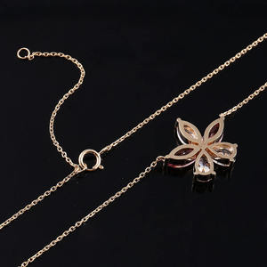Pendentifs et breloques floraux en or, or rose, or blanc, argent, avec diamants de culture poire et marquise, couleur brillante - Product Image 5