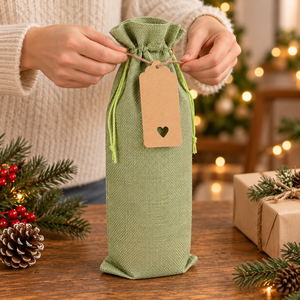 Customizable Eco-Friendly Jute Drawstring Wine <b>Bottle</b> <b>Gift</b> <b>Bag</b> Kraft Tag 5.9 X 13.78 Inch for <b>Gift</b> Travel Packaging Wholesale - Product Image 5