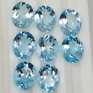 Topaze bleu ciel ovale facettée, pierre précieuse non montée 9x11mm, topaze calibrée pour bagues, boucles d'oreilles et fabrication de bijoux - Product Image 1