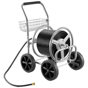 Carrello Avvolgitubo Rinforzato a 4 Ruote con Rivestimento a Polvere, Capacità Tubo da Giardino 300 ft (5/8 Pollici), Attrezzo Mobile Lunghezza 200ft 15m - Product Image 6