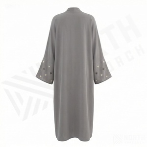 Abaya Bordada Transpirable de Verano e Invierno, Vestido Maxi Tipo Cárdigan con Abertura Frontal, Túnica Árabe para Mujer, Ropa Eid Nida - Product Image 2
