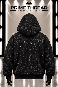 Sweat à capuche zippé pour homme, orné de strass, design personnalisé, appliqué, coupe oversize, style streetwear, très tendance - Product Image 3