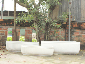 Set of 3 Black/White/<b>Grey</b> Fiber Concrete Outdoor <b>Plant</b> <b>Pots</b> for Patio Garden Balcony Use - Product Image 5