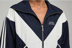ONTEN <b>Women's</b> Navy White 2 in 1 Color Block Sporty Lightweight 100% Polyester Tracksuit Set Windproof Zip-Up Jacket & <b>Shorts</b> - Product Image 4