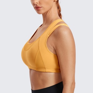Soutien-gorge de sport sans couture léger et de haute qualité pour femme, couleur jaune moutarde, haut d'entraînement sans manches - Product Image 3