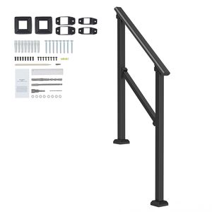 Kit Corrimano per Scale a 2-3 Gradini in Acciaio al Carbonio Stile Transizionale, Ringhiere per Esterni, Installazione per Gradini, Stile New Age - Product Image 1