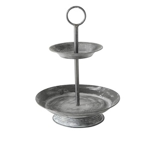 Soporte Redondo de Metal para Pastel de 2 Niveles, Bandeja Galvanizada Reutilizable para Servir Postres, Bodas y Fiestas, Nuevo Diseño - Product Image 6