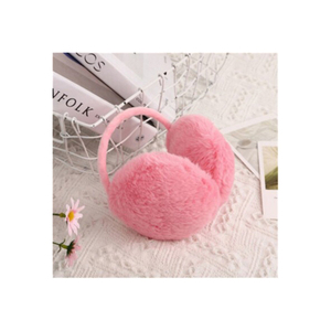 Pink Plush Ear Muffs With Faux <b>Fur</b> Design For Warmth And Style - Product Image 3
