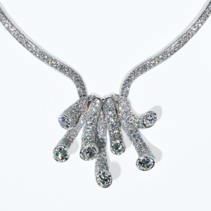 Luxury White Gold Diamond <b>Statement</b> <b>Necklace</b> Round Brilliant Cut Women Black Tie Events - Product Image 2