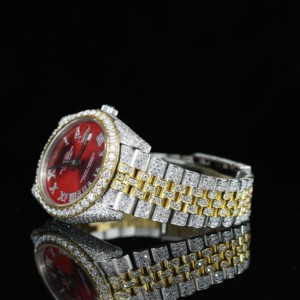 Nuevo Reloj Automático de Lujo Uwin con Cristal de Zafiro y Diamantes de Imitación en Dos Tonos, Estilo Rapero Unisex 10 - Product Image 3