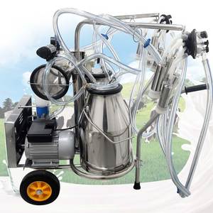 Máquina Portátil Eléctrica para Ordeñar Vacas, de Acero Inoxidable, con Doble Cubeta y Bomba de Vacío, para Uso en Granjas Lecheras, de Cabras y Ovejas - Product Image 1