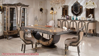 Ensemble de Table à manger en or sculpté Royal, de luxe, pour grande Villa, ensemble de Table à manger en or victorien
