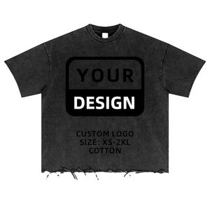 Fábrica hecha a medida nueva americana de alta calidad vieja ropa de calle de manga corta suelta 0-Cuello camiseta Unisex Top - Product Image 1