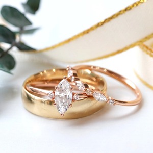 แหวนเพชรทรงมาร์คีส์ 1.36 กะรัต เพชรเลี้ยงในห้องปฏิบัติการ ทองคำขาว 14K แหวนเพชรเม็ดเดี่ยว แหวนแต่งงานสามเม็ด แหวนเจ้าสาว - Product Image 3