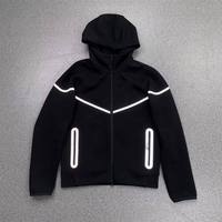 Nouvelle veste de survêtement zippée en molleton technique tricoté 3D imprimé, réfléchissante, en coton à couche d'air, pour homme, idéale pour l'hiver