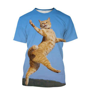 Camisetas Unisex de Verano con Estampado de Gato, Camisetas Casuales de Cuello Redondo y Manga Corta para Hombre, Estilo Hip Hop con Estampado 3D de Animales - Product Image 1