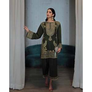 ชุดสตรีดีไซเนอร์สวย plazzo dupatta-ชุดดีไซน์หรูหรา - Product Image 1