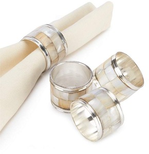 Geometric Mother Of Pearl Napkin <b>Ring</b> Eco-Friendly Durable Table Setting Accent for Home Restaurant Hotel Party Wedding - Product Image 2