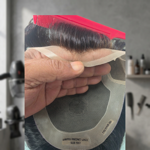 Prothèse capillaire frontale en dentelle Los Angeles Indian Remy Hair avec base en dentelle et PU, design à raie, patchs de prothèse - Product Image 2