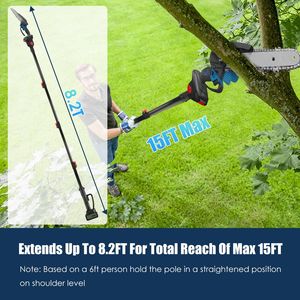 Sierra de podar eléctrica inalámbrica 2 en 1 con 8 cables, minisierra de cadena de 21 V y 3.0 Ah, con baterías y longitud ajustable, con 2 postes de extensión - Product Image 4