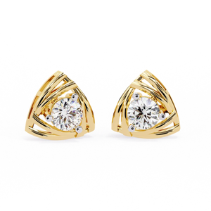Pendientes Ajretail de Oro de 14K con Diamante Natural Trillium de 0.64ct, Corte Brillante Redondo, Estilo Étnico - Color HI Claridad VS-SI - Product Image 1