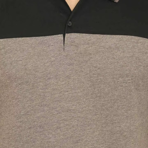 Polo à manches courtes pour homme, gris et noir, à blocs de couleur, en coton tricoté, style décontracté, boutons sur le devant, coupe classique - Product Image 6