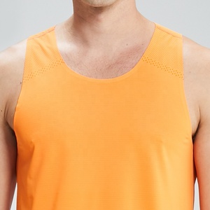 เสื้อกล้ามผู้ชายสีส้ม แห้งเร็ว คอกลม สีพื้น เรียบง่าย สวมใส่สบาย เหมาะสำหรับออกกำลังกาย ผลิตจากผ้าโพลีเอสเตอร์ถัก ไม่มีแขน - Product Image 3
