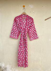 Bata Kimono con Estampado de Dibujos Animados para Mujer, 100% Algodón, Camisón de Verano Hecho a Mano, Cuello en V, Cintura Elástica, Largo hasta la Rodilla - Product Image 5