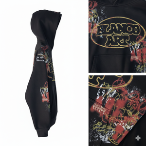 Sweat-shirt à capuche oversize pour homme, en molleton 100% coton, noir, style streetwear, avec motifs graphiques personnalisés, idéal pour l'hiver - Product Image 4